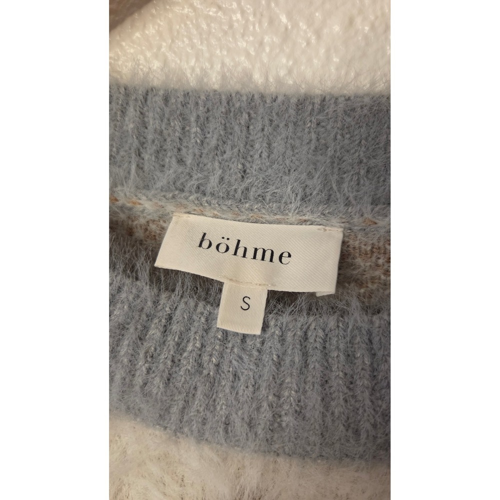 Böhme Aztec Southwestern Fuzzy Sweater Neutral Boho Western Pullover Small - Picture 2 of 5